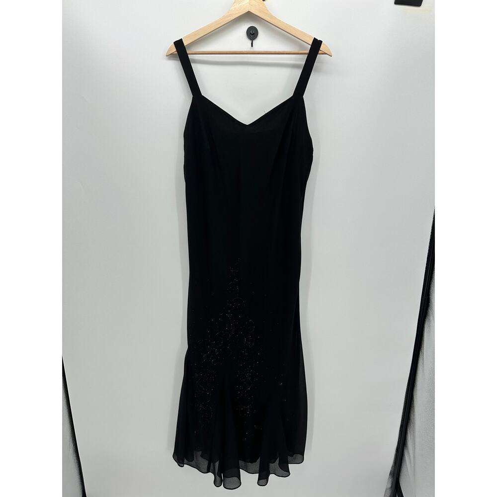 Womens Black Y2K Whimsigoth Gown Dress Size 16 Witchy Embellished Dark Fairy